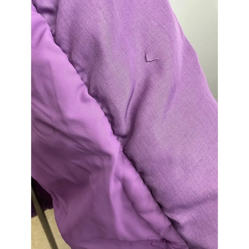 Vintage Saks Fifth Avenue Purple Long Puffer Coat Down Feather Women’s Large - Picture 6 of 16